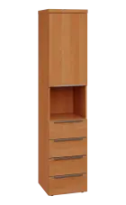 SIN 5 - 44ZND kancelářská skříň, 4-zásuvková/nika, 1-dveřová, pravá, 1820x400x400, olše jantar